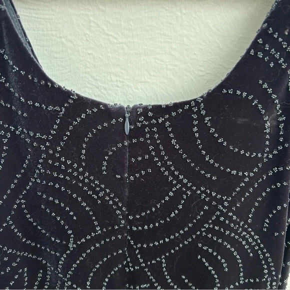 Vintage Algo Beaded Charcoal Velvet Maxi Dress Size 8 - Picture 6 of 9
